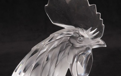 Lalique crystal car mascot rooster figure