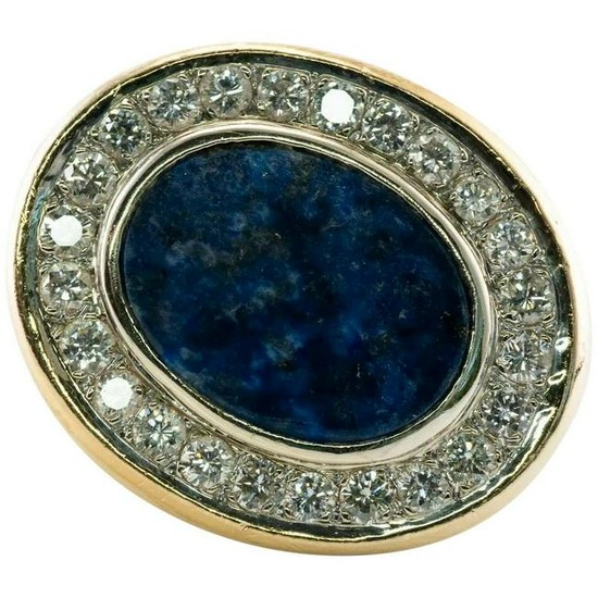 Lapis Lazuli Diamond Ring for Men 18K Yellow Gold