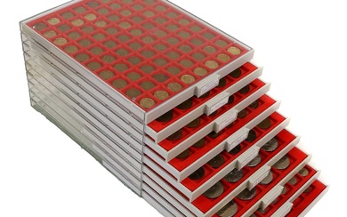 Large British Pre-Decimal Coin Collection; consisting of 9x Lindner trays...