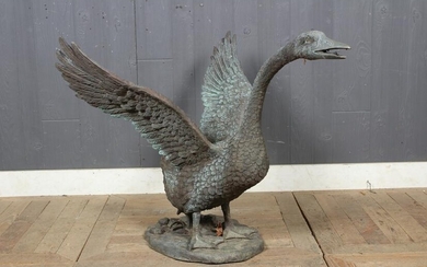Large Bronze Goose Sculpture