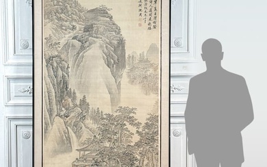 Large Chinese Ink On Silk Painting