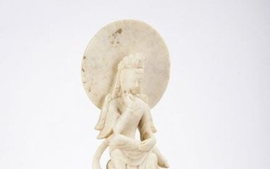 Large Chinese Marble Figure of Guanyin with Buddhist