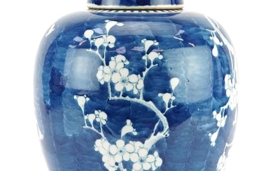 Large Chinese blue and white porcelain ginger jar and cover ...