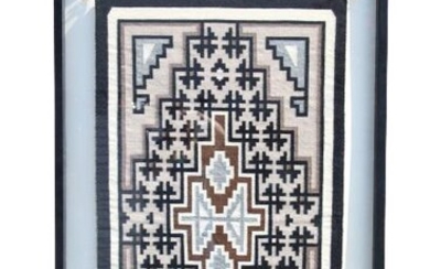 Large Navajo Hand Woven Rug, Framed