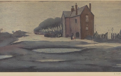 Laurence Stephen Lowry RBA RA, British 1887-1976, The lonely house; offset lithograph in colours on wove, signed in pencil, stamped by the fine art trade guild, edition of 500, published by Magnus prints, courtesy of Dame Kathleen Ollerenshaw...
