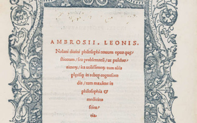 Leone (Ambrogio) Novum opus quaestionum, first edition, [Venice], [Bernardino and Matteo Vitali], 1523.