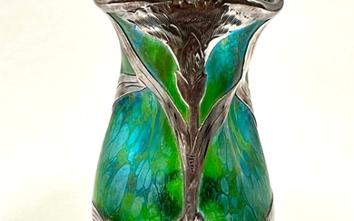 Loetz Silver overlay glass vase
