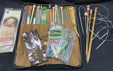 Lot 50+ Knitting Needles & Tools W Case