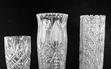 Lot of 3 Cut Glass Vases