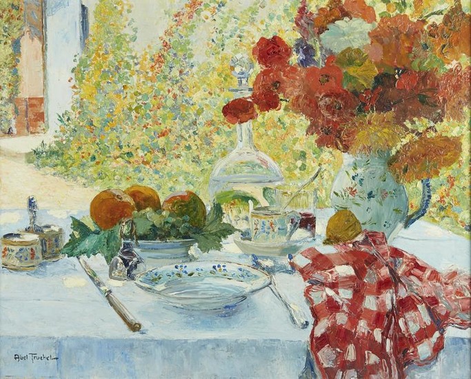 Louis Abel-Truchet "Le Dejeuner au Jardin" Oil on