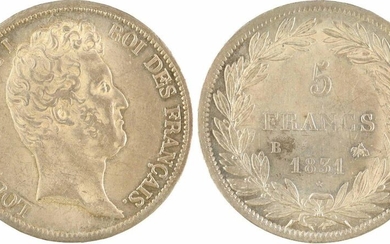 Louis-Philippe I, 5 francs Tiolier with the I in relief,...