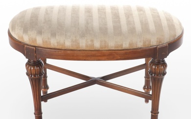 Louis XVI Style Walnut and Custom-Upholstered Stool, circa 1930