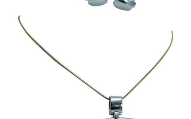 Luca Carati Diamond Pendant Earrings Set 18K White Gold