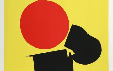 Luis Feito López, Abstract with Red Sun, Screenprint