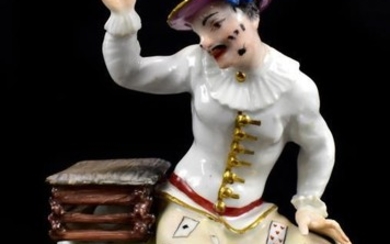 MEISSEN; a rare mid-18th century figure of a harlequin...