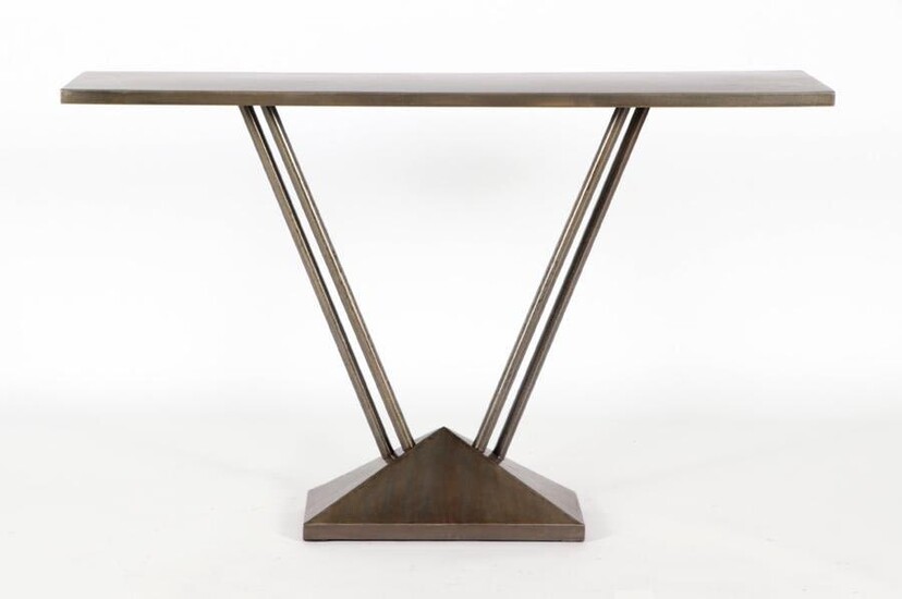 MODERN IRON CONSOLE TABLE WITH ANGULAR SUPPORTS