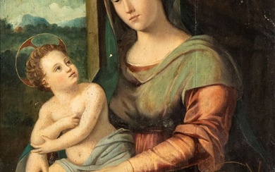 Francesco Brina (Firenze, 1540 - Firenze, 1586) Attributed to, Madonna and Child with Saint John