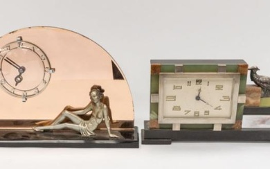 Marble and mirrored Art Deco large mantle clocks