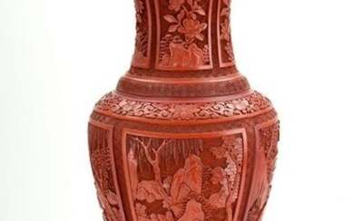Marvelous Hand Carved Antique Chinese Cinnabar Vase
