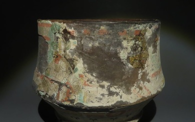 Mayan Terracotta Tripod Vessel. 400-600 AD. 14 cm H. Spanish Import License.