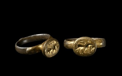 Medieval Silver-Gilt Ring with Horse Motif