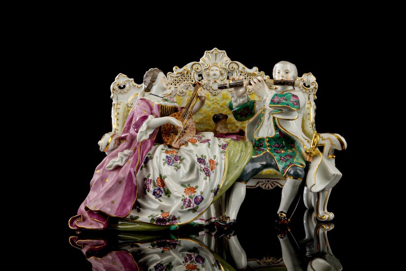 Meissen. Porcelain figurine group embellished in colours and gold, second half of the 19th century