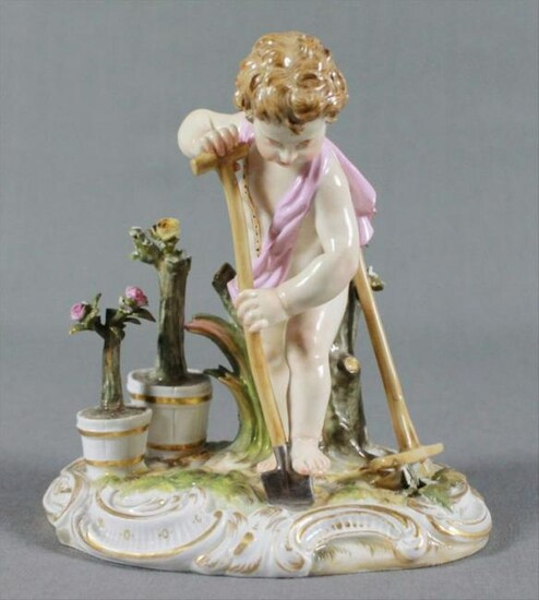 Meissen Saxony Porcelain Figure Of Putti Working In The