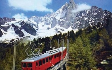 Mer de Glace Chamonix Mont Blanc Le Chemin de Fer du Montenvers Aiguille du Drun Aiguille Verte vers 1960