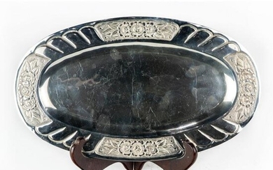 Mexican sterling silver oval tray or salver