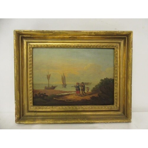Mid 19th century British school, Shrimpers on the shore with...