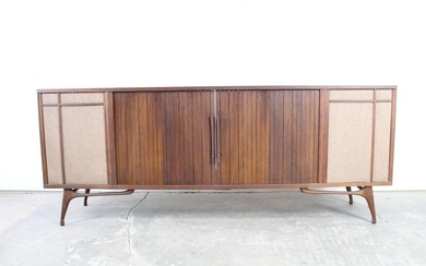 Mid-Century Modern Wood Stereo Media Console Cabinet