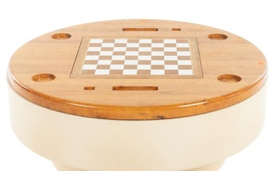 Mid-Century Style Round Oak Games Coffee Table
