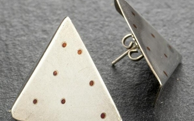 Modern Silver & Copper Geometric Earrings