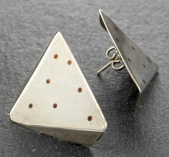 Modern Silver & Copper Geometric Earrings