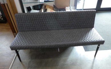 Modern grey leatherette diamond stitch upholstered 3 seater bench on...