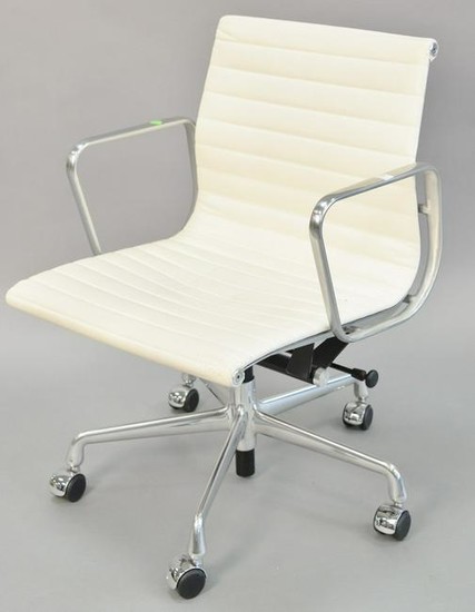 Modern office swivel chair, chrome with white