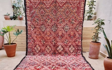 Moroccan Vintage Beni MGuild Rug - Hand-Woven Berber Carpet - 145.7 x 72.8 inches - (370 x 185 cm)