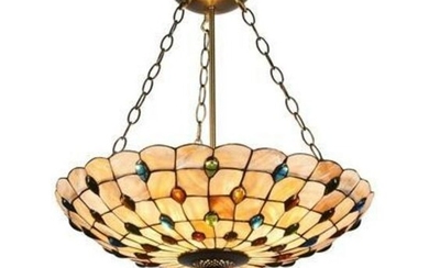 Mosaic-Style Stained Glass Inverted Ceiling Pendant