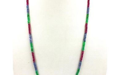 Multi emerald, ruby, sapphire beads string