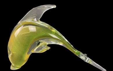 Murano Sommerso Art Glass Dolphin Figurine