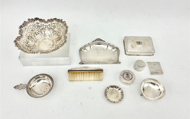NINE ASSORTED MOSTLY ITALIAN SILVER (800-FINE) TABLE ARTICLES AND ACCESSORIES....