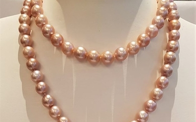 NO RESERVE PRICE - 925 Silver - 10x11mm Beautiful Colour Edison Pearls - Necklace