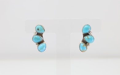 Native America Navajo Sterling Silver Turquoise Post Earring's By M.R.
