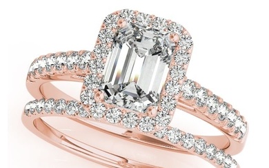 Natural 1.25 CTW Diamond Engagement Ring SET 18K Rose Gold