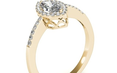 Natural 1.55 CTW Diamond Engagement Ring 18K Yellow Gold