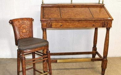 Nice Thomasville Ernest Hemingway Collection slant front high top writing desk with chair
