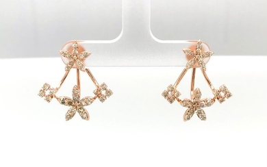 No Reserve | Certified Under Lobe - 14 kt. Pink gold - Earrings - 1.37 ct Diamond
