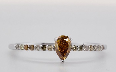 No Reserve Price - 0.41 tcw - Fancy Deep Brownish Yellow - 14 kt. White gold - Ring Diamond