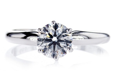 No Reserve Price - 1.01 Ct F-G/VS1 Round Diamond Ring - Engagement ring - 14 kt. White gold - 1.01 tw. Diamond (Natural)