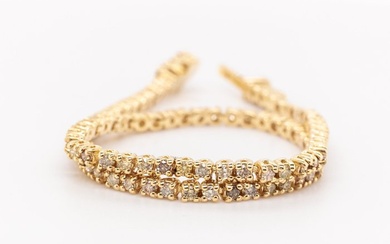 No Reserve Price - 1.16 tcw - Light to Nat. Fancy Mix Yellow - Brown - 14 kt. Yellow gold - Bracelet Diamond